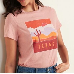 OLD NAVY Texas graphic tee cactus sunset short sleeve salmon pink size small